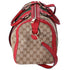 Gucci Sherry Medium Duffle Vintage Web Boston Bag GG Canvas Tan Red